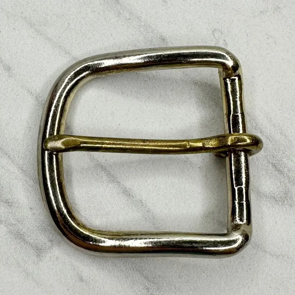 Vintage Two Tone Silver Gold Simple Basic Prong Belt Buckle Made in USA Unisex ✨